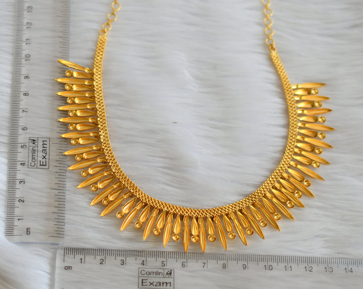 Gold tone pink stone mulla mottu designer necklace dj-35375