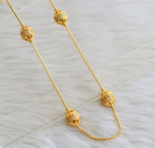 Gold tone 18 inches cz white ball chain dj-45039