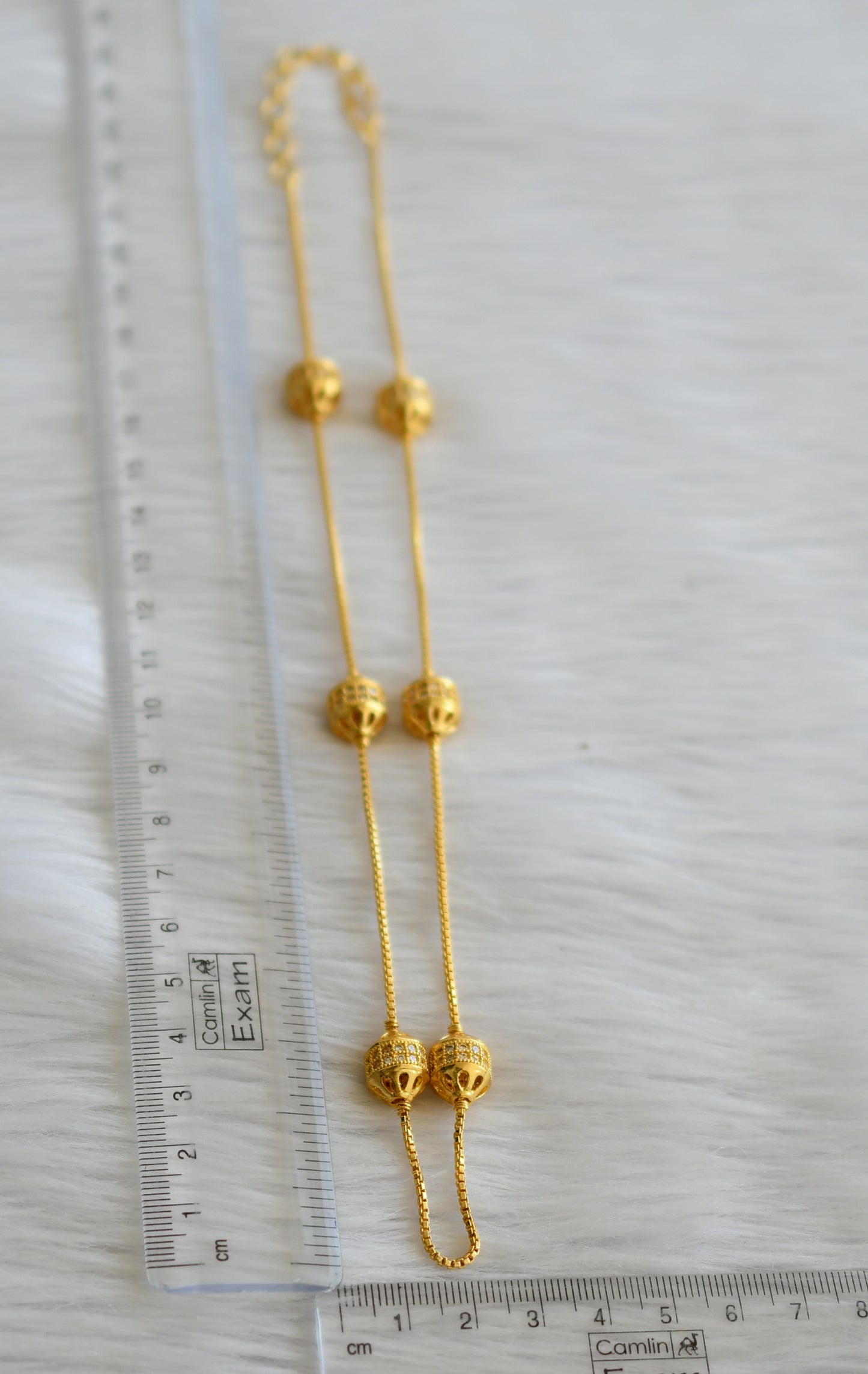 Gold tone 18 inches cz white ball chain dj-45039