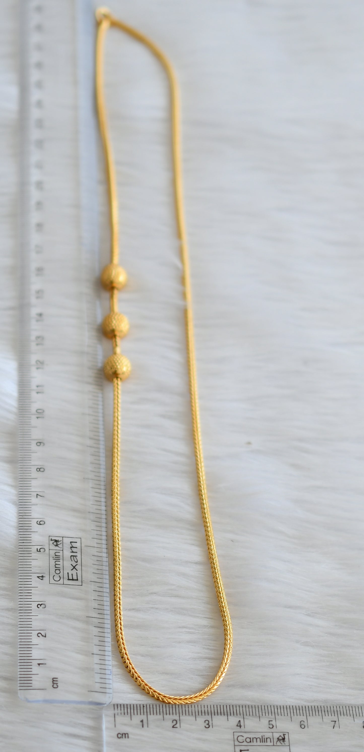Gold tone 24 inches ball mugappu chain dj-45043