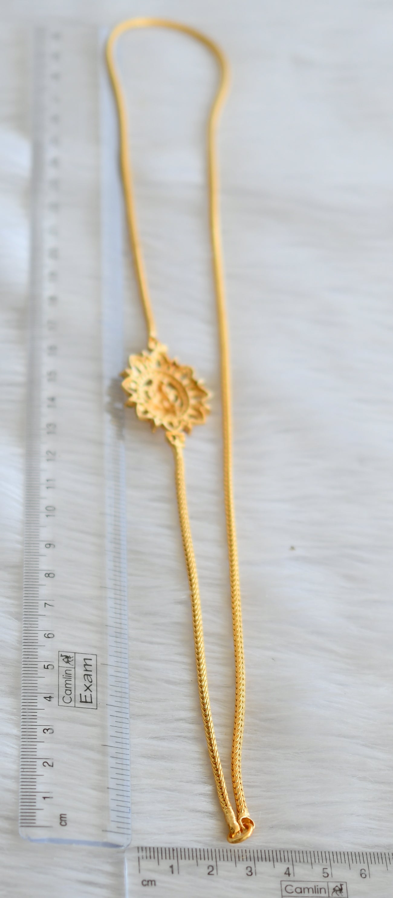 Gold tone 24 inches ruby-green-white lakshmi mugappu chain dj-45045