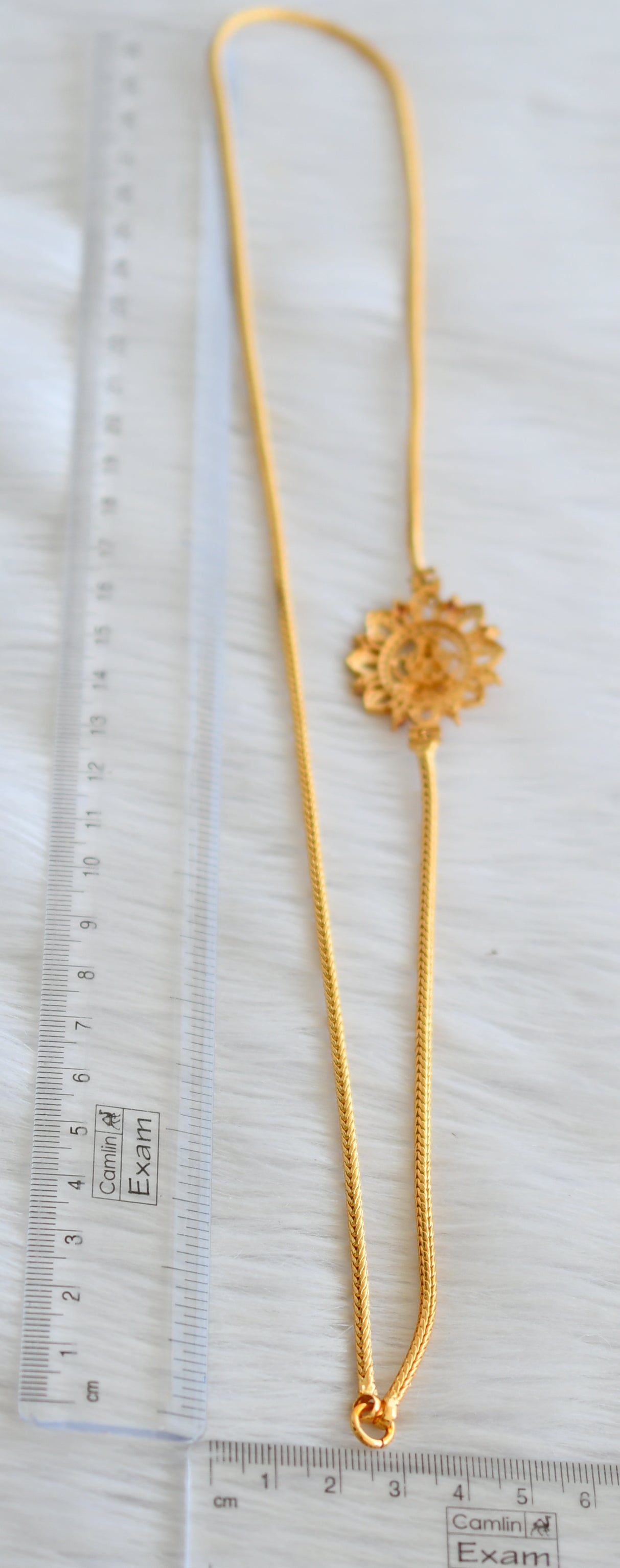 Gold tone 24 inches ruby-white lakshmi mugappu chain dj-45044