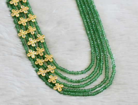 Gold tone cz strawberry green beaded floral short haar dj-50459
