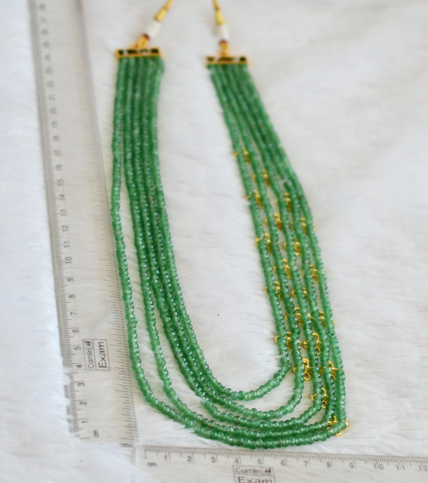 Gold tone cz strawberry green beaded floral short haar dj-50459