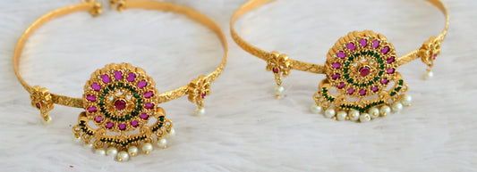 Matte finish kemp-green pearl flower set of 2 armlets/bajuband dj-50451