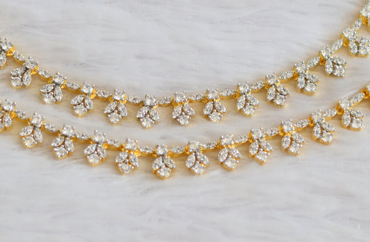 Two tone cz white stone ear side chain dj-50442