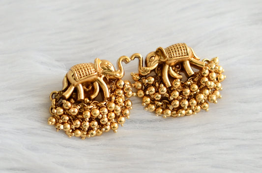 Matte finish cluster elephant earrings dj-45077