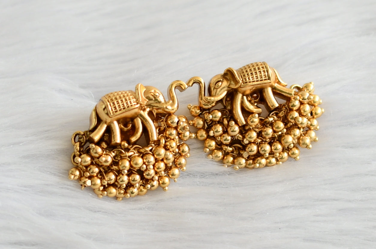 Matte finish cluster elephant earrings dj-45077