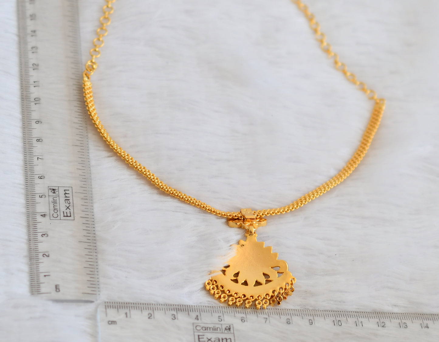 Gold tone south indian style AD pink-white lotus attigai/necklace dj-50478