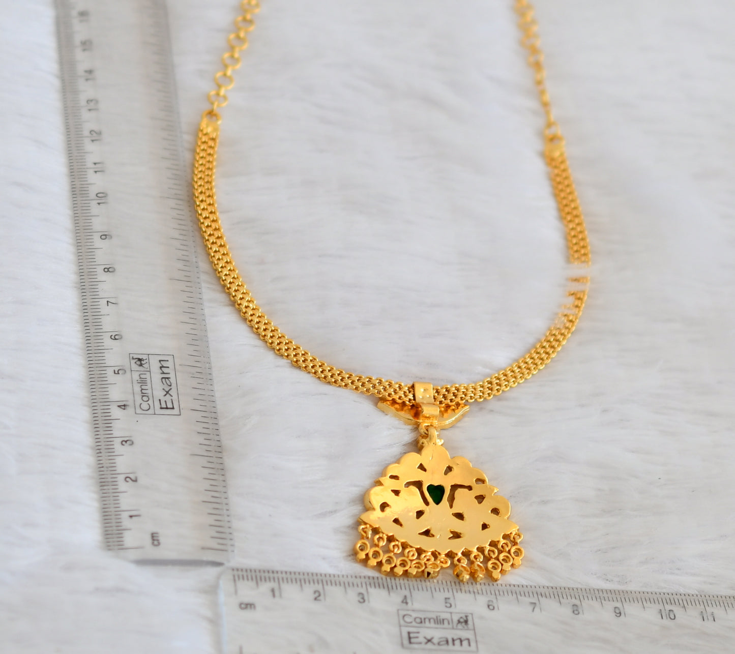 Gold tone south indian AD ruby-green-white attigai /necklace dj-50472