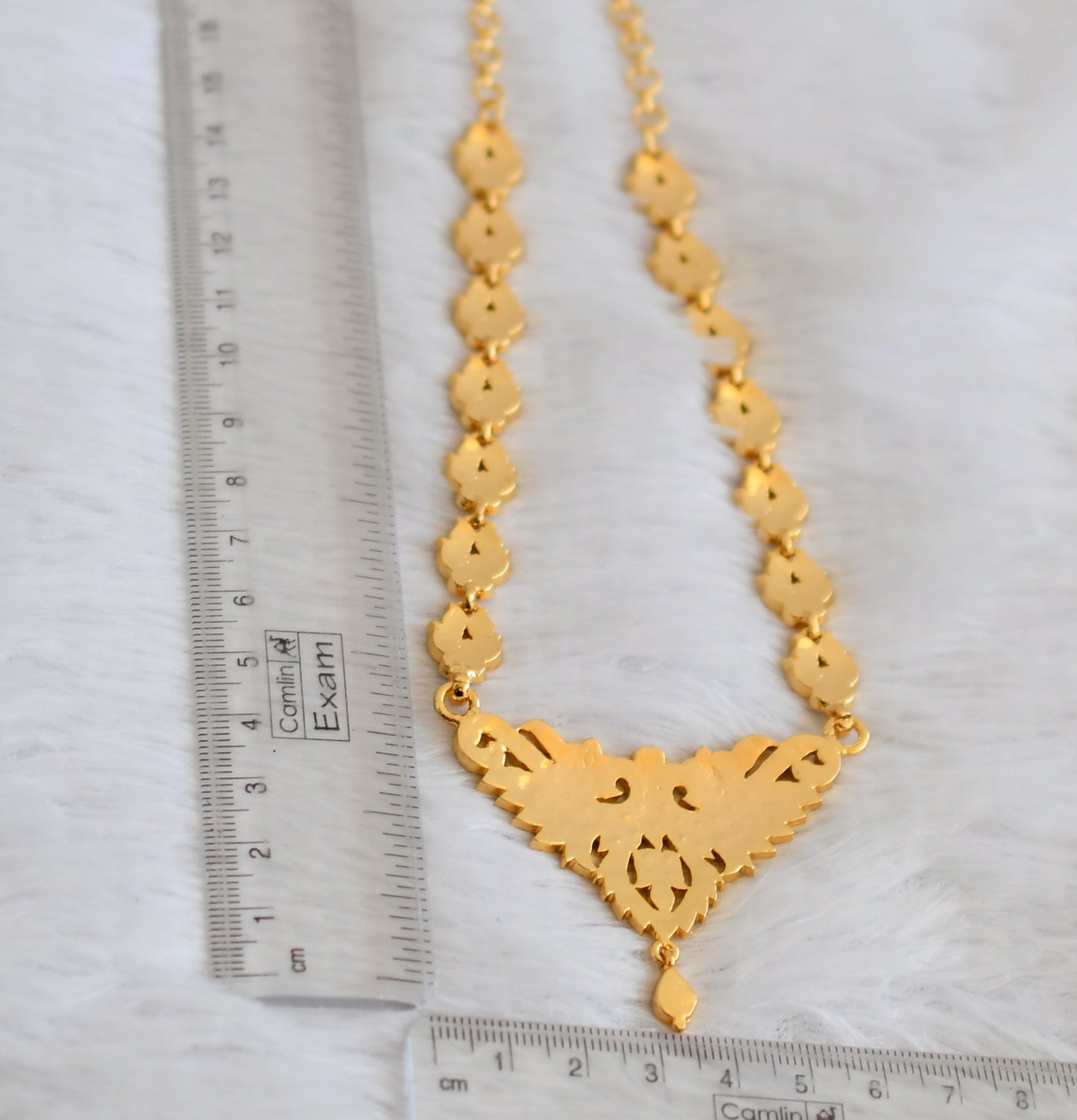 Gold tone south indian style AD white peacock necklace dj-50482