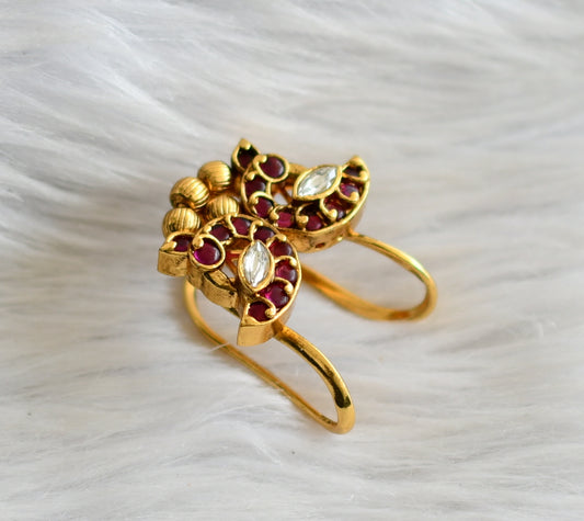 Matte finish kemp-white peacock vanki finger ring dj-45096