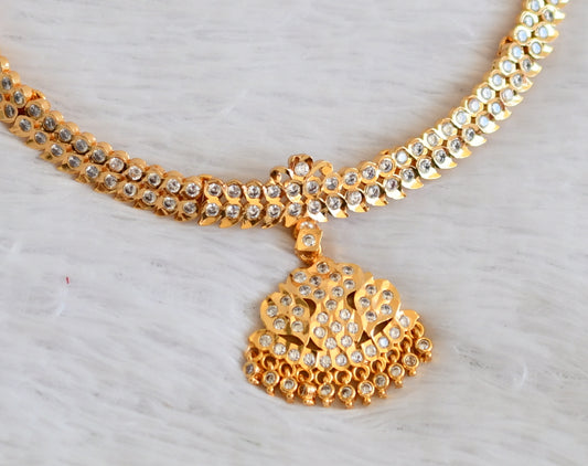 Gold tone ad white south indian style mango necklace dj-50469
