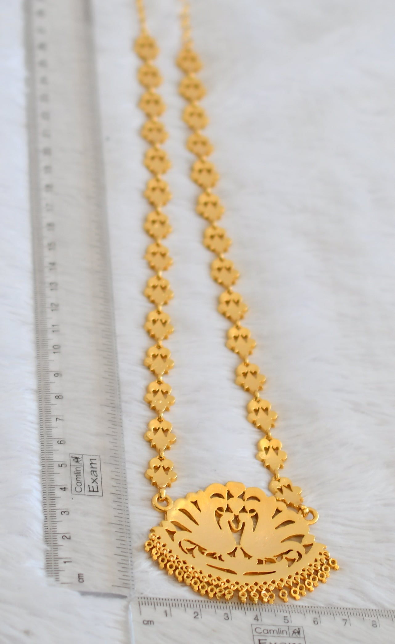 Gold tone south indian style AD white peacock short haar dj-50484