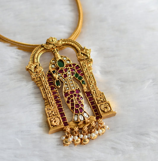 Matte finish kemp-green-white meenakshi necklace dj-46803