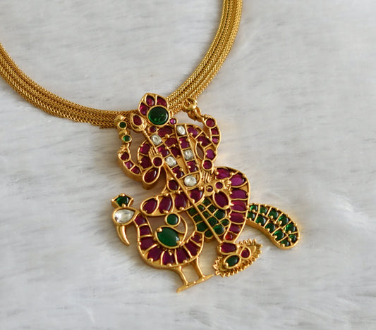 Matte finish kemp-green-white karthikeya necklace dj-46809