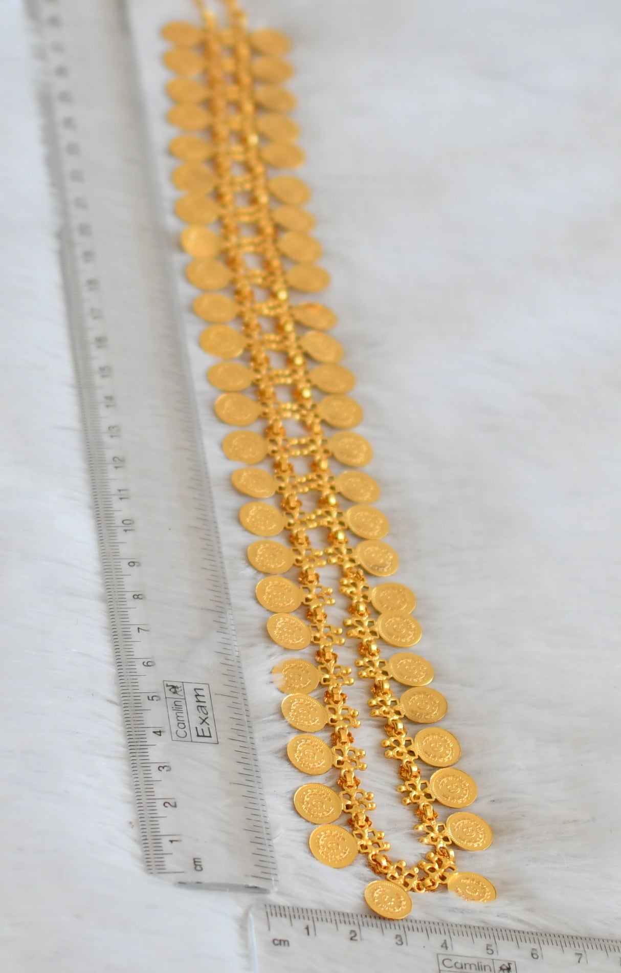 Gold tone Pink stone Lakshmi coin haar dj-35793