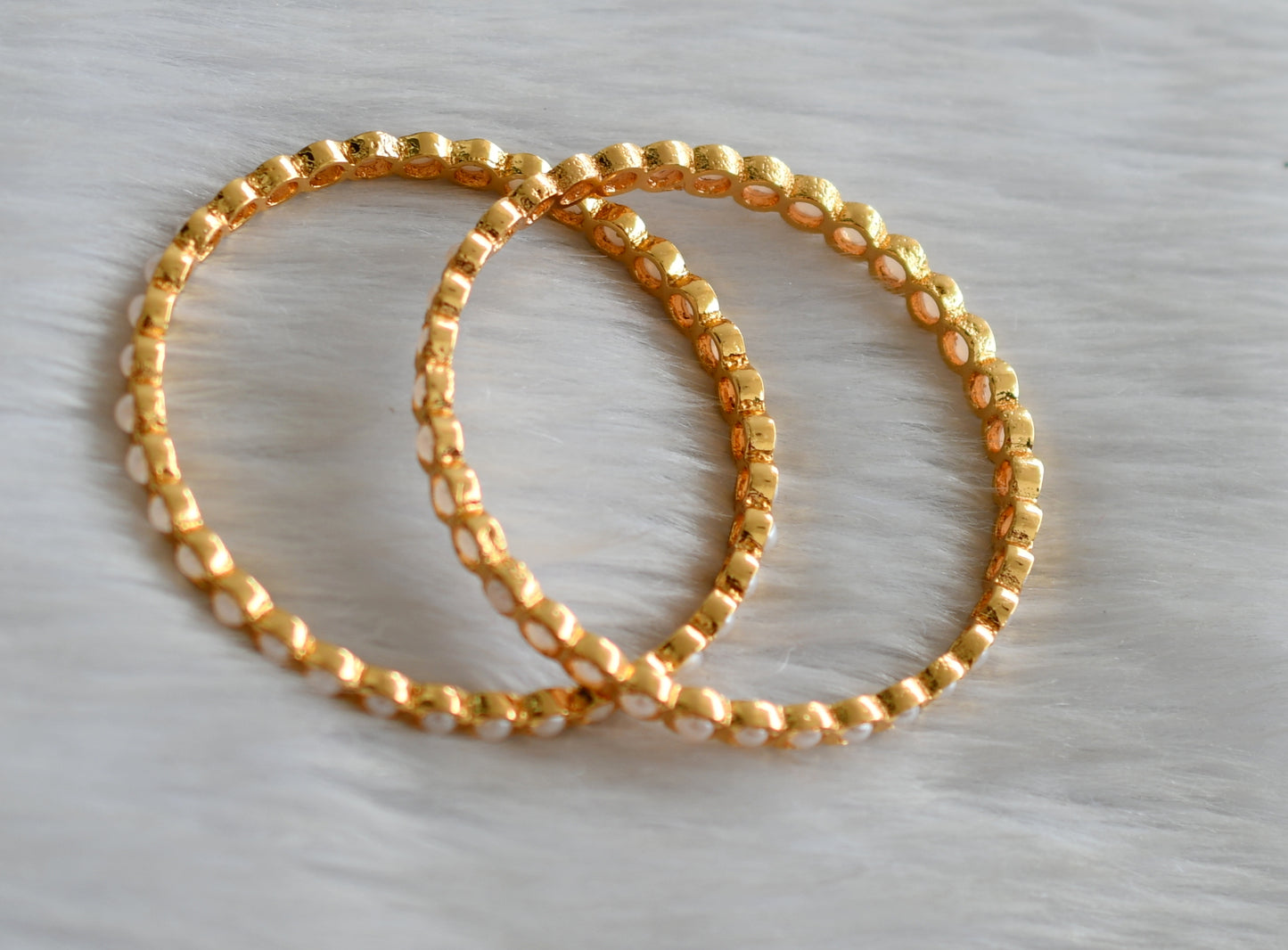 Gold tone pearl south Indian bangles(2.10) dj-42232