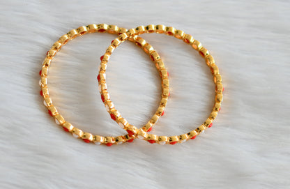 Gold tone pearl-coral south Indian bangles (2.8) dj-43066