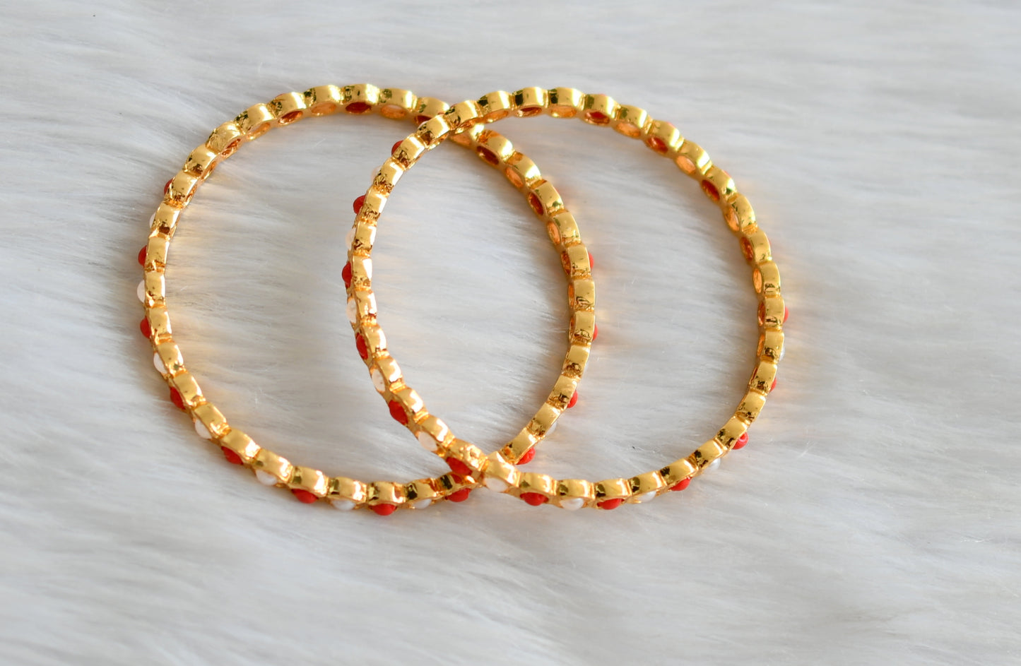 Gold tone pearl-coral south Indian bangles(2.4) dj-42233