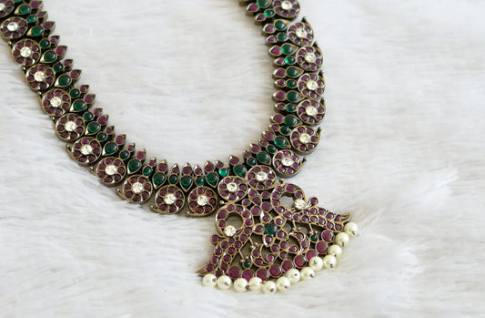 Black finish real kemp-green-white pearl mango peacock haar dj-50427