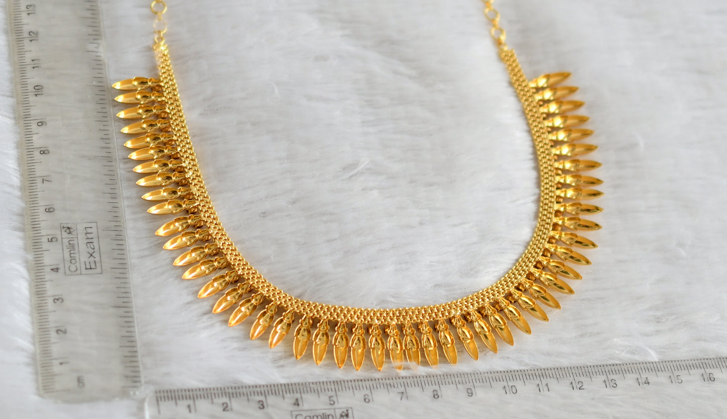 Gold tone kerala style pink stone pichi mottu necklace dj-43325