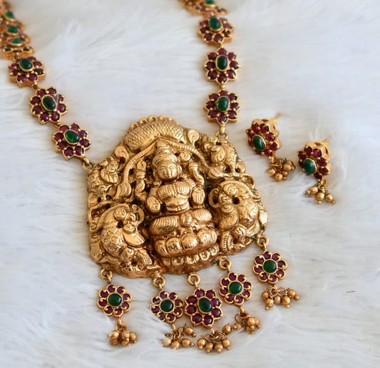Matte finish real kemp-green Lakshmi necklace set dj-30629