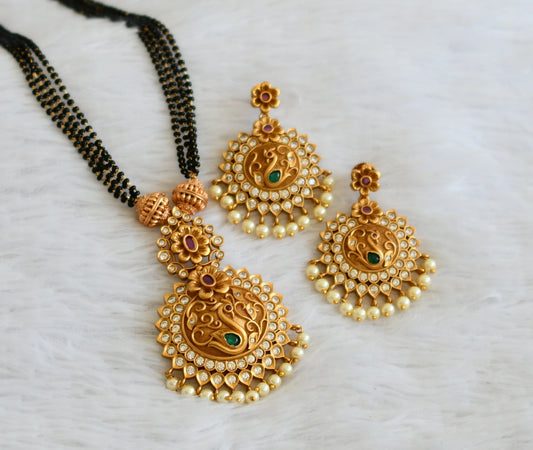 Matte Finish Ruby-green Peacock Mangalsutra Set DJ30646