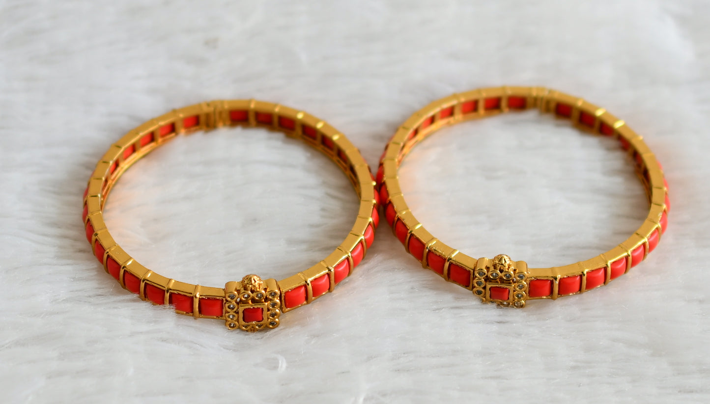Matte finish coral block stone openable bangles(2.8) dj-48620