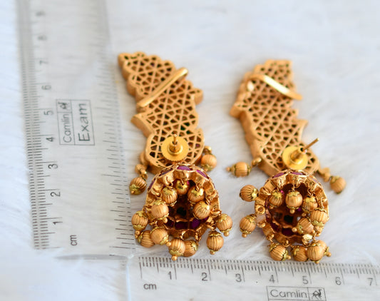 Matte finish real kemp-green peacock jhumkka dj-50507