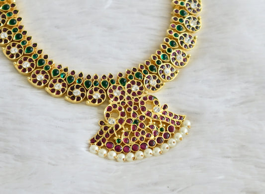 Gold tone precious kemp-green-white mango peacock necklace dj-50523