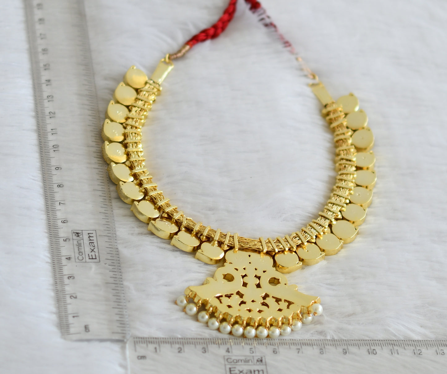 Gold tone precious kemp-green-white mango peacock necklace dj-50523