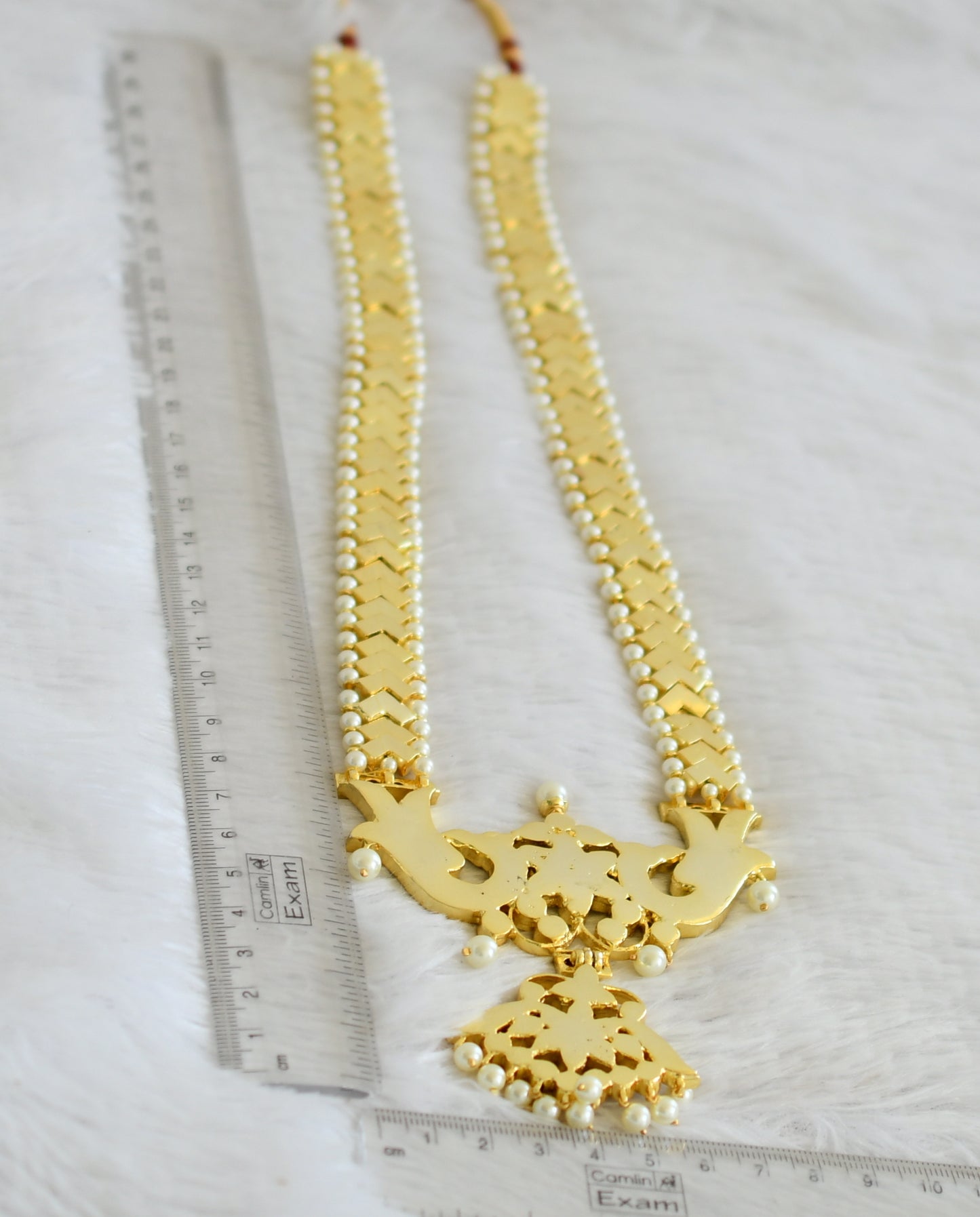 Gold tone precious kemp-green-white pearl peacock haar dj-50527