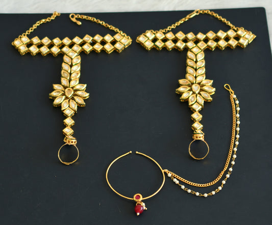 Gold tone Kundan heavy bridal set dj-42754