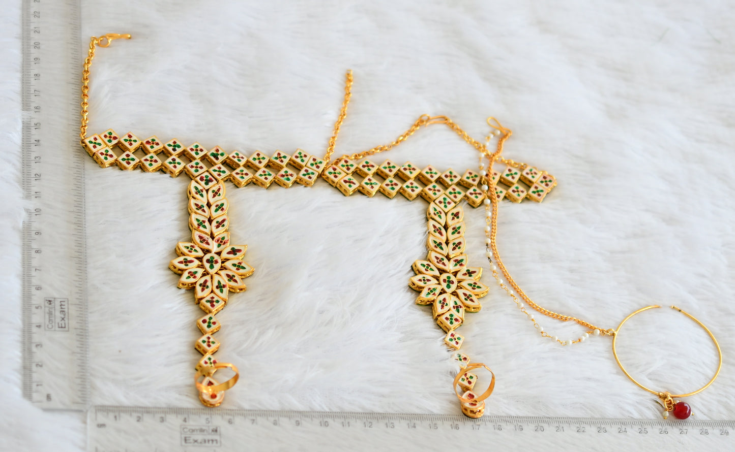 Gold tone Kundan heavy bridal set dj-42754