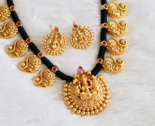 Matte finish kemp nakshi lakshmi mango black thread set dj-50533