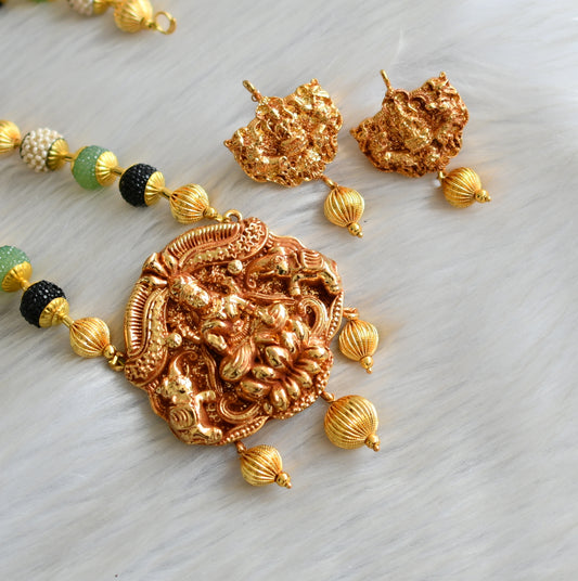 Gheru finish blue-black pearl Lakshmi necklace set dj-03690