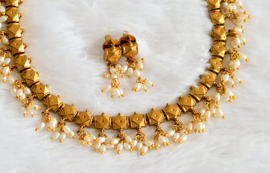 Matte finish rice pearl necklace set dj-50535