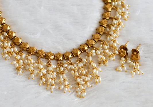Matte finish rice pearl necklace set dj-50536