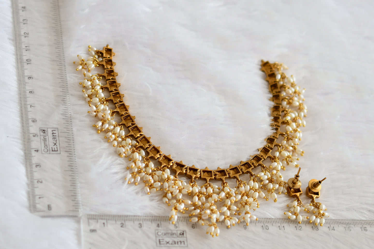 Matte finish rice pearl necklace set dj-50536