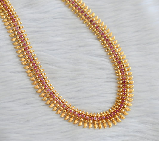 Gold tone kerala style ruby small mango haar dj-45237