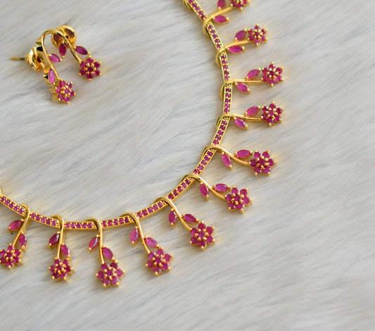 Gold tone ruby Nakshatra necklace set dj-03686