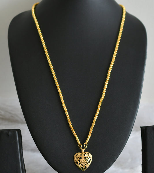 Gold tone Shiva Heart Pendant with 24 inches rope chain dj-42527