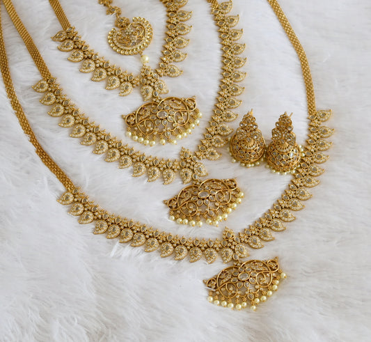 Matte finish cz white stone mango bridal set dj-50541
