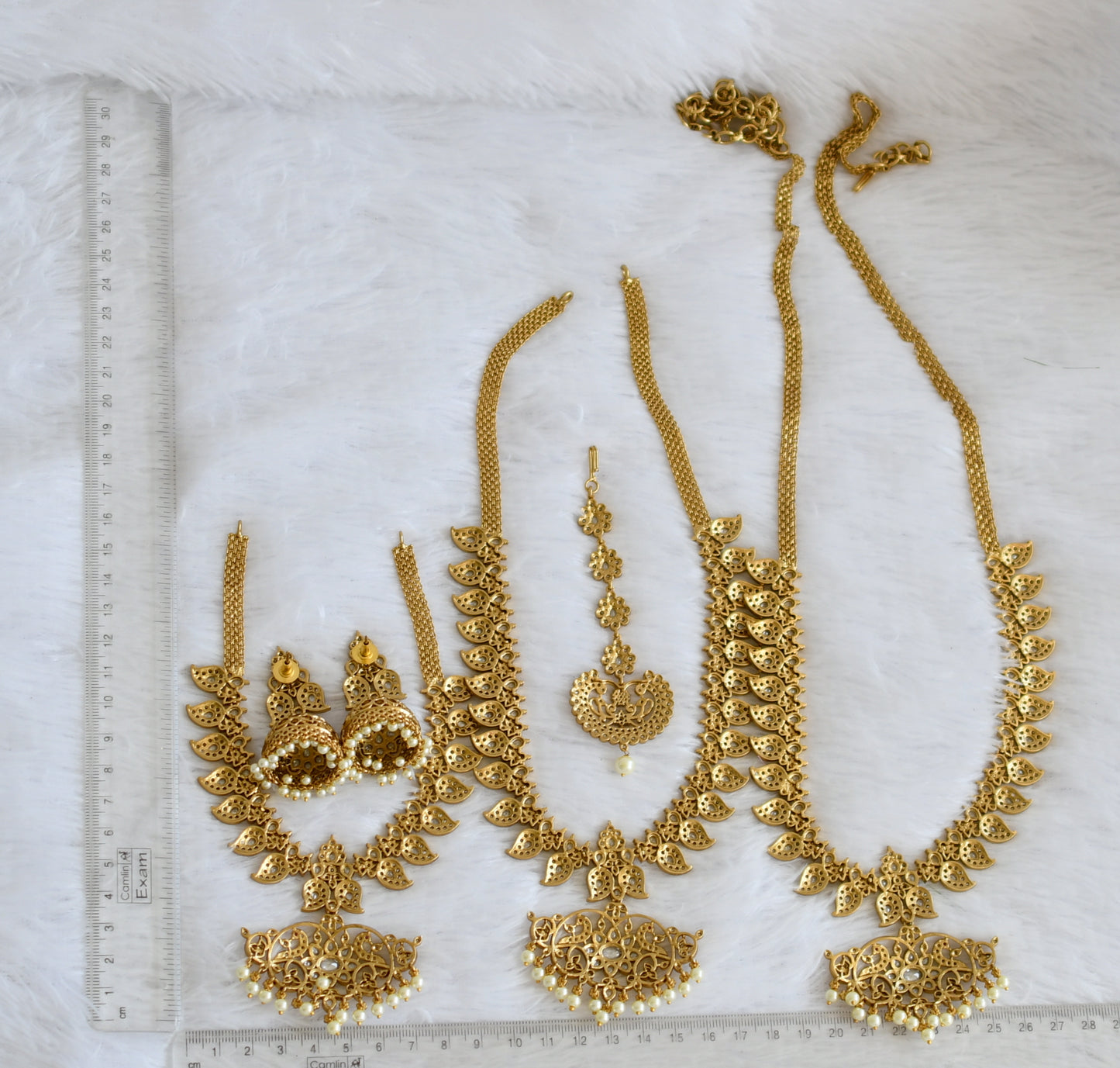 Matte finish cz white stone mango bridal set dj-50541