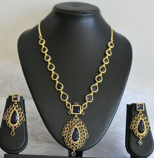 Gold tone purple stone jo inspired necklace set dj-50567