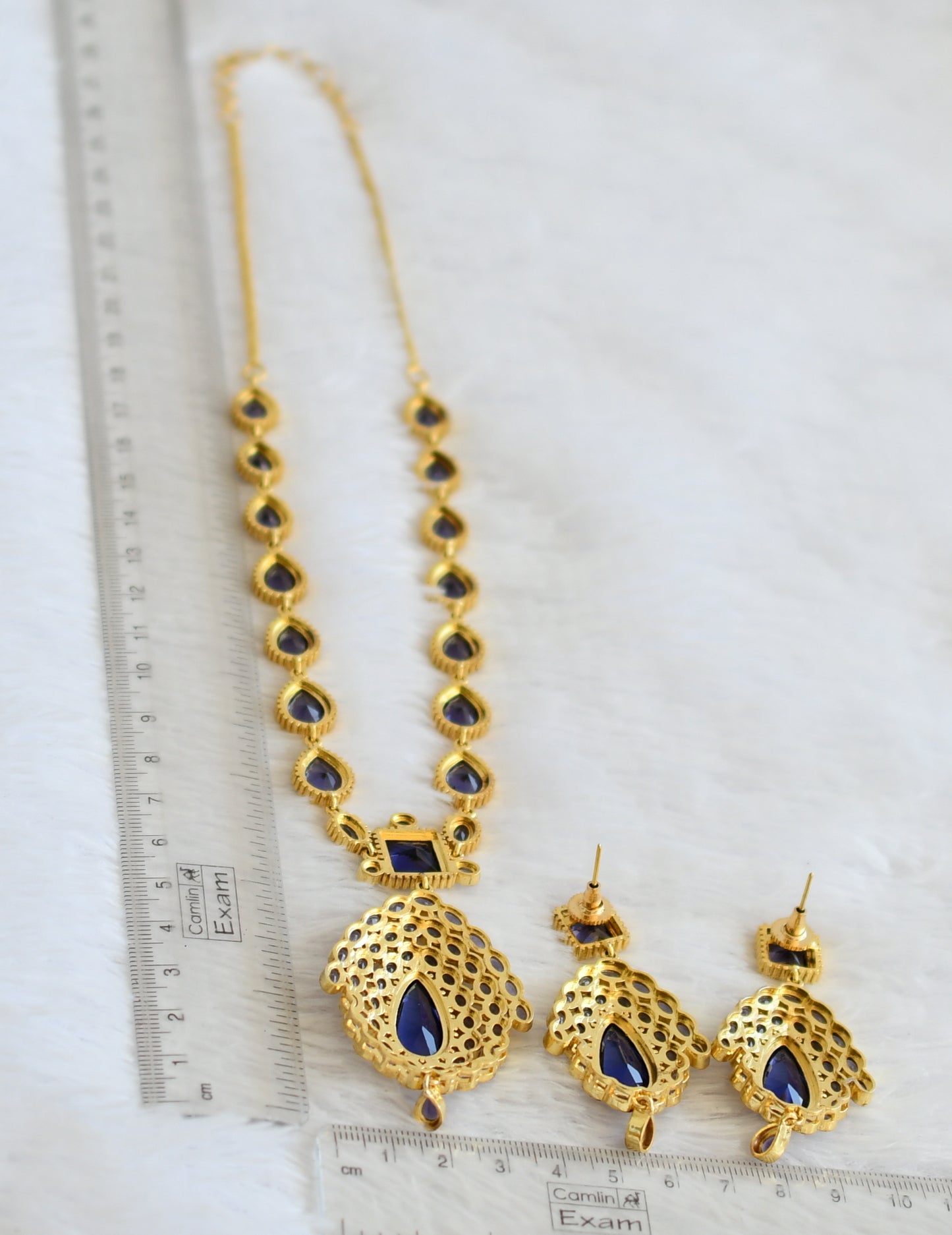Gold tone purple stone jo inspired necklace set dj-50567