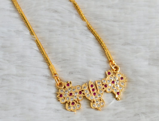 Gold tone ad pink-white nama-shanku-chakra pendant with 24 inches kodi chain dj-48673