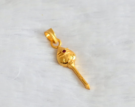 Matte gold tone ad pink stone vel pendant dj-50568