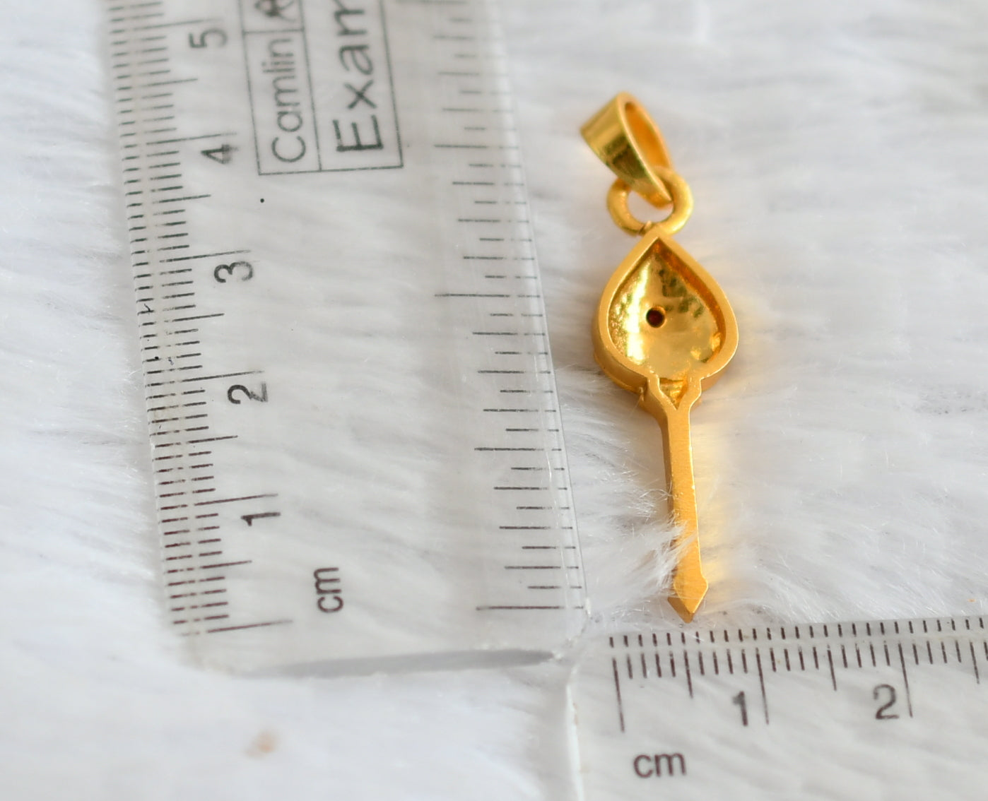 Matte gold tone ad pink stone vel pendant dj-50568